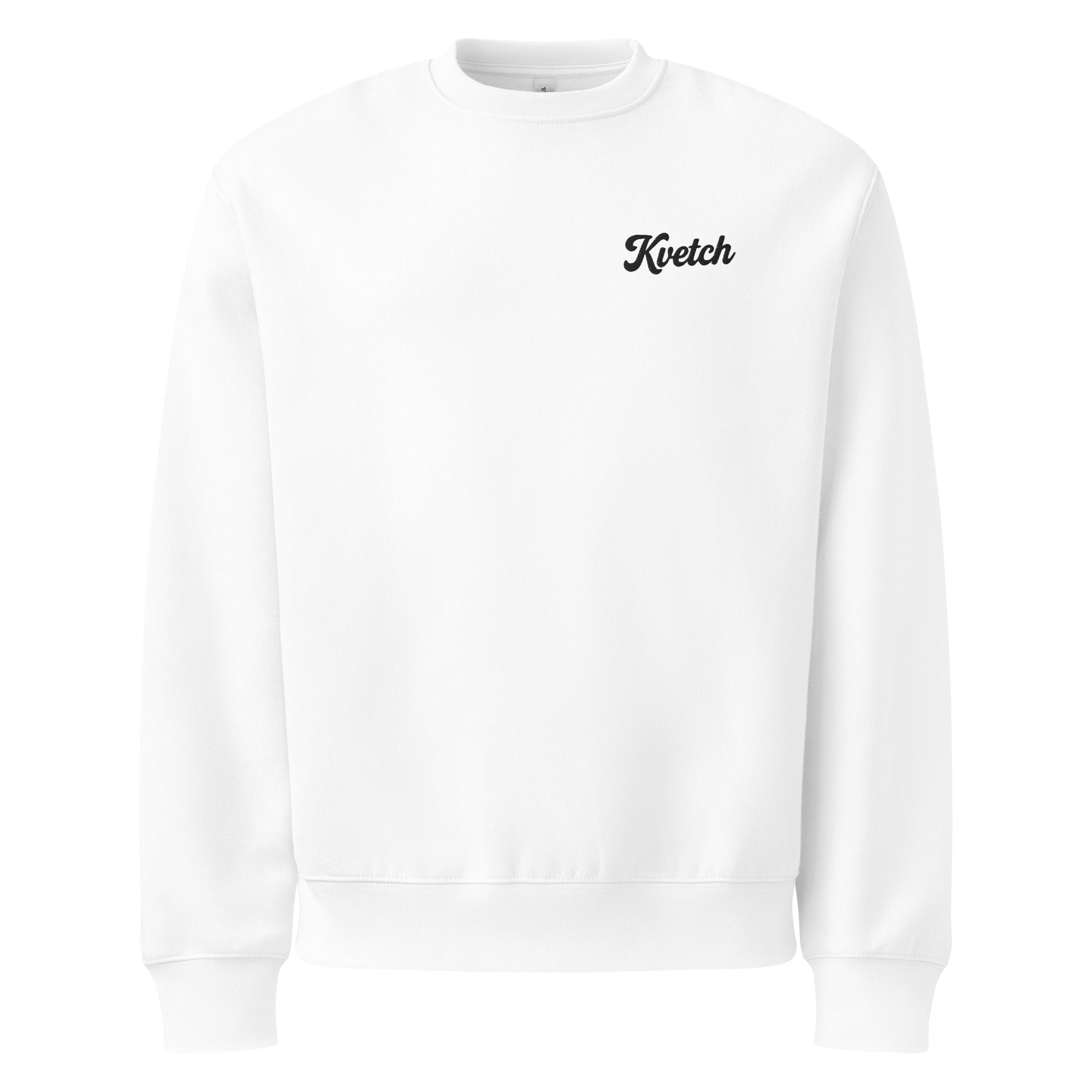 Oversized Embroidered Kvetch Sweatshirt (Bella + Canvas) in White